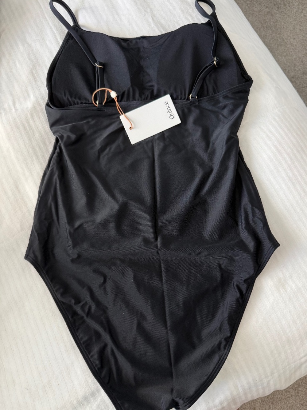 NWT Quince Italian Cami one piece bathing suit in black. Med - Picture 4 of 5